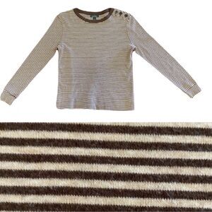 Lauren Ralph Lauren striped long sleeved t with buttons at shoulder